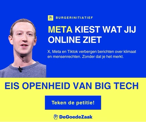 Ik heb net getekend tegen shadowbanning: Big Tech bepaalt nu stiekem wat jij wel en niet ziet online. 40.000 handtekenin